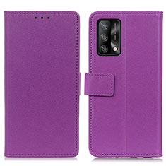 Leather Case Stands Flip Cover Holder M08L for Oppo A95 4G Purple