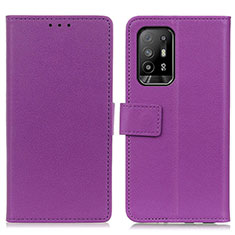 Leather Case Stands Flip Cover Holder M08L for Oppo F19 Pro+ Plus 5G Purple