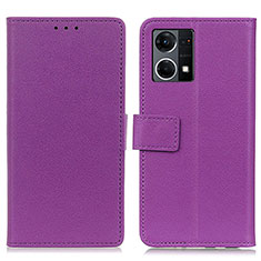 Leather Case Stands Flip Cover Holder M08L for Oppo F21s Pro 4G Purple