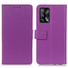 Leather Case Stands Flip Cover Holder M08L for Oppo Reno6 Lite Purple