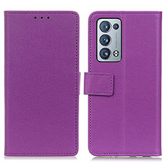 Leather Case Stands Flip Cover Holder M08L for Oppo Reno6 Pro 5G Purple