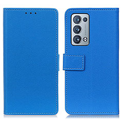 Leather Case Stands Flip Cover Holder M08L for Oppo Reno6 Pro+ Plus 5G Blue