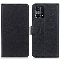 Leather Case Stands Flip Cover Holder M08L for Oppo Reno7 4G Black