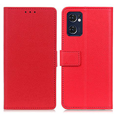 Leather Case Stands Flip Cover Holder M08L for Oppo Reno7 5G Red