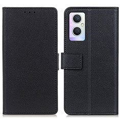 Leather Case Stands Flip Cover Holder M08L for Oppo Reno7 Lite 5G Black