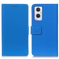 Leather Case Stands Flip Cover Holder M08L for Oppo Reno7 Lite 5G Blue