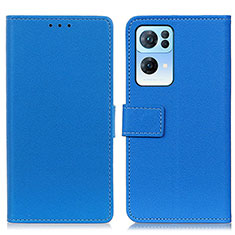 Leather Case Stands Flip Cover Holder M08L for Oppo Reno7 Pro 5G Blue