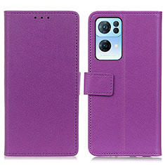 Leather Case Stands Flip Cover Holder M08L for Oppo Reno7 Pro 5G Purple
