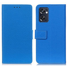 Leather Case Stands Flip Cover Holder M08L for Oppo Reno7 SE 5G Blue
