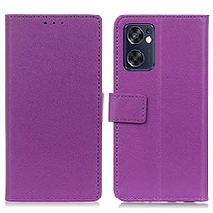 Leather Case Stands Flip Cover Holder M08L for Oppo Reno7 SE 5G Purple