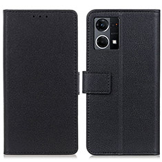 Leather Case Stands Flip Cover Holder M08L for Oppo Reno8 4G Black