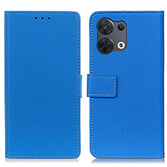 Leather Case Stands Flip Cover Holder M08L for Oppo Reno8 5G Blue