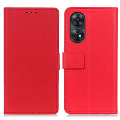 Leather Case Stands Flip Cover Holder M08L for Oppo Reno8 T 4G Red