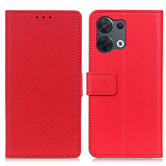 Leather Case Stands Flip Cover Holder M08L for Oppo Reno9 5G Red
