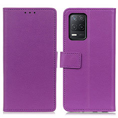 Leather Case Stands Flip Cover Holder M08L for Realme 8 5G Purple