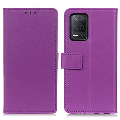 Leather Case Stands Flip Cover Holder M08L for Realme Q3 5G Purple