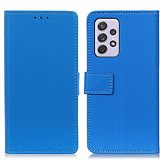 Leather Case Stands Flip Cover Holder M08L for Samsung Galaxy A73 5G Blue