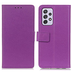 Leather Case Stands Flip Cover Holder M08L for Samsung Galaxy A73 5G Purple