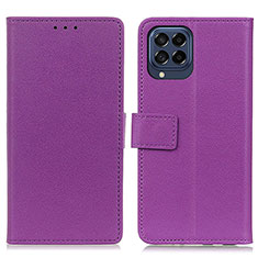 Leather Case Stands Flip Cover Holder M08L for Samsung Galaxy M53 5G Purple