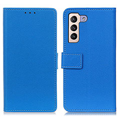 Leather Case Stands Flip Cover Holder M08L for Samsung Galaxy S21 FE 5G Blue