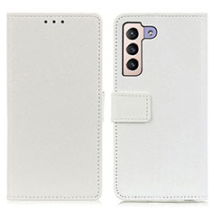 Leather Case Stands Flip Cover Holder M08L for Samsung Galaxy S21 FE 5G White