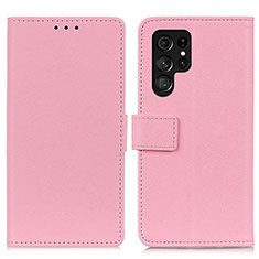 Leather Case Stands Flip Cover Holder M08L for Samsung Galaxy S21 Ultra 5G Pink