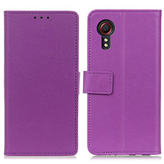 Leather Case Stands Flip Cover Holder M08L for Samsung Galaxy XCover 5 SM-G525F Purple