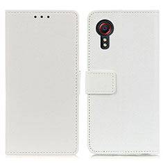 Leather Case Stands Flip Cover Holder M08L for Samsung Galaxy XCover 5 SM-G525F White