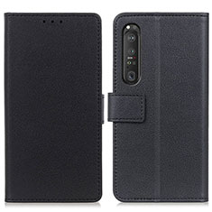 Leather Case Stands Flip Cover Holder M08L for Sony Xperia 1 III Black