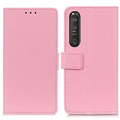 Leather Case Stands Flip Cover Holder M08L for Sony Xperia 1 III Pink