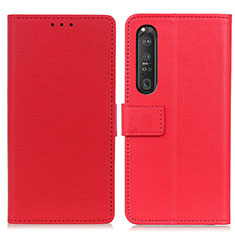 Leather Case Stands Flip Cover Holder M08L for Sony Xperia 1 III Red