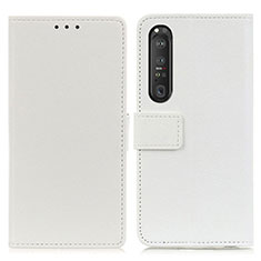 Leather Case Stands Flip Cover Holder M08L for Sony Xperia 1 III White