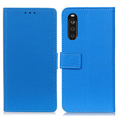 Leather Case Stands Flip Cover Holder M08L for Sony Xperia 10 III SO-52B Blue