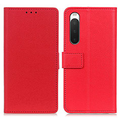 Leather Case Stands Flip Cover Holder M08L for Sony Xperia 10 IV Red