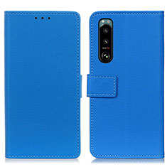 Leather Case Stands Flip Cover Holder M08L for Sony Xperia 5 III Blue