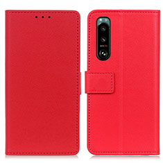 Leather Case Stands Flip Cover Holder M08L for Sony Xperia 5 III Red