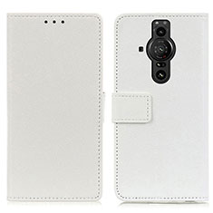 Leather Case Stands Flip Cover Holder M08L for Sony Xperia PRO-I White