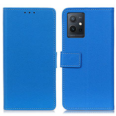 Leather Case Stands Flip Cover Holder M08L for Vivo T1 5G India Blue
