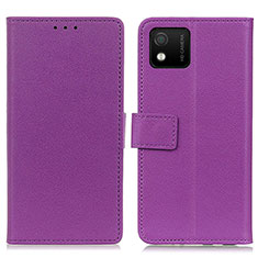Leather Case Stands Flip Cover Holder M08L for Wiko Y52 Purple