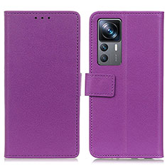 Leather Case Stands Flip Cover Holder M08L for Xiaomi Mi 12T Pro 5G Purple