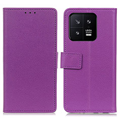 Leather Case Stands Flip Cover Holder M08L for Xiaomi Mi 13 5G Purple