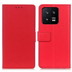 Leather Case Stands Flip Cover Holder M08L for Xiaomi Mi 13 5G Red