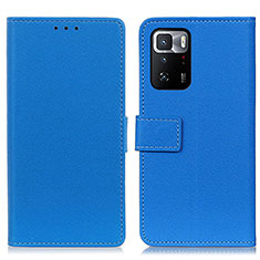 Leather Case Stands Flip Cover Holder M08L for Xiaomi Poco X3 GT 5G Blue