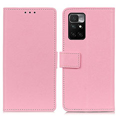 Leather Case Stands Flip Cover Holder M08L for Xiaomi Redmi 10 (2022) Pink