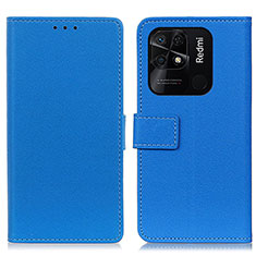 Leather Case Stands Flip Cover Holder M08L for Xiaomi Redmi 10 Power Blue
