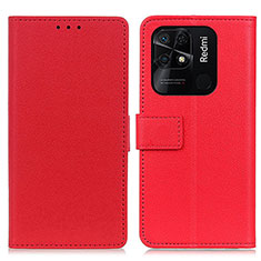 Leather Case Stands Flip Cover Holder M08L for Xiaomi Redmi 10 Power Red