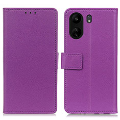 Leather Case Stands Flip Cover Holder M08L for Xiaomi Redmi 13C Purple