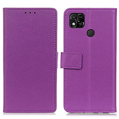 Leather Case Stands Flip Cover Holder M08L for Xiaomi Redmi 9C NFC Purple