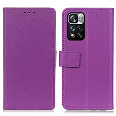 Leather Case Stands Flip Cover Holder M08L for Xiaomi Redmi Note 11 Pro+ Plus 5G Purple