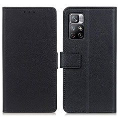 Leather Case Stands Flip Cover Holder M08L for Xiaomi Redmi Note 11S 5G Black
